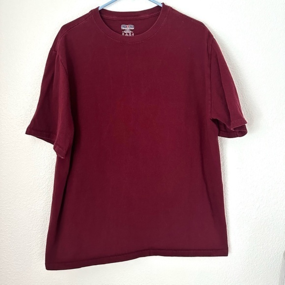 Jerzees Short Sleeve T-Shirt Men’s L Red Maroon 100% Cotton Crewneck Shirt
